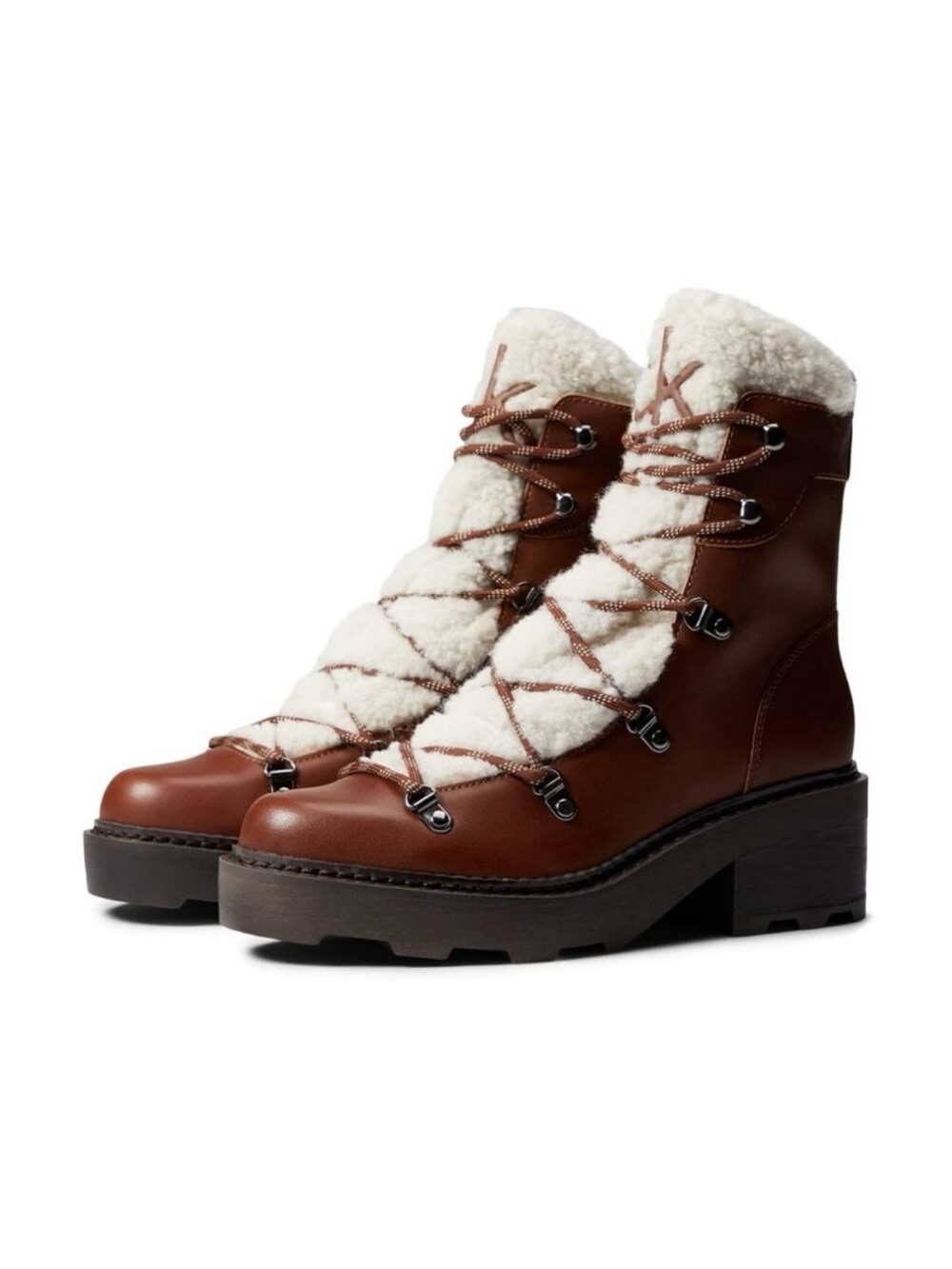 Calvin Klein Women's Alaina Hiking Boot in Dark Natural Luggage Color Size 7.5